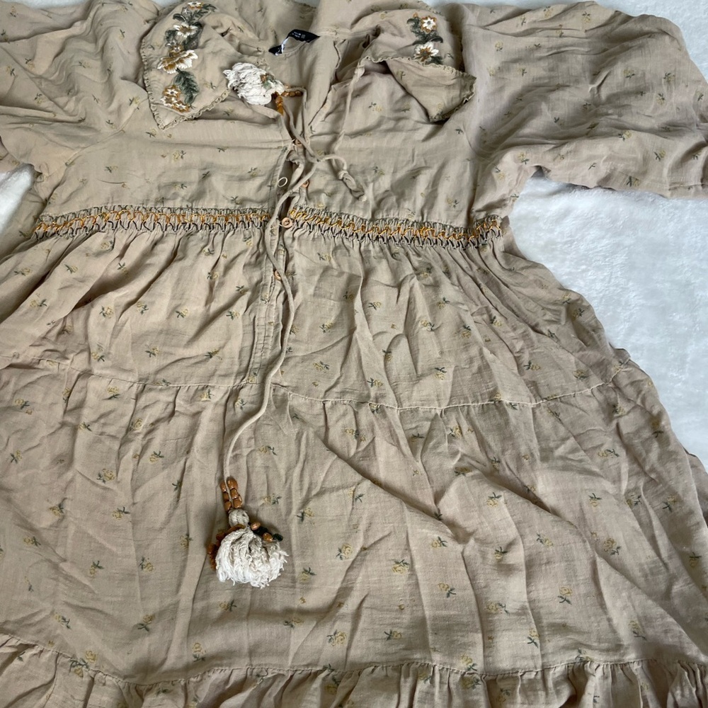 Zara Boho Floral Peter Pan Collar mini dress - Picture 7 of 12